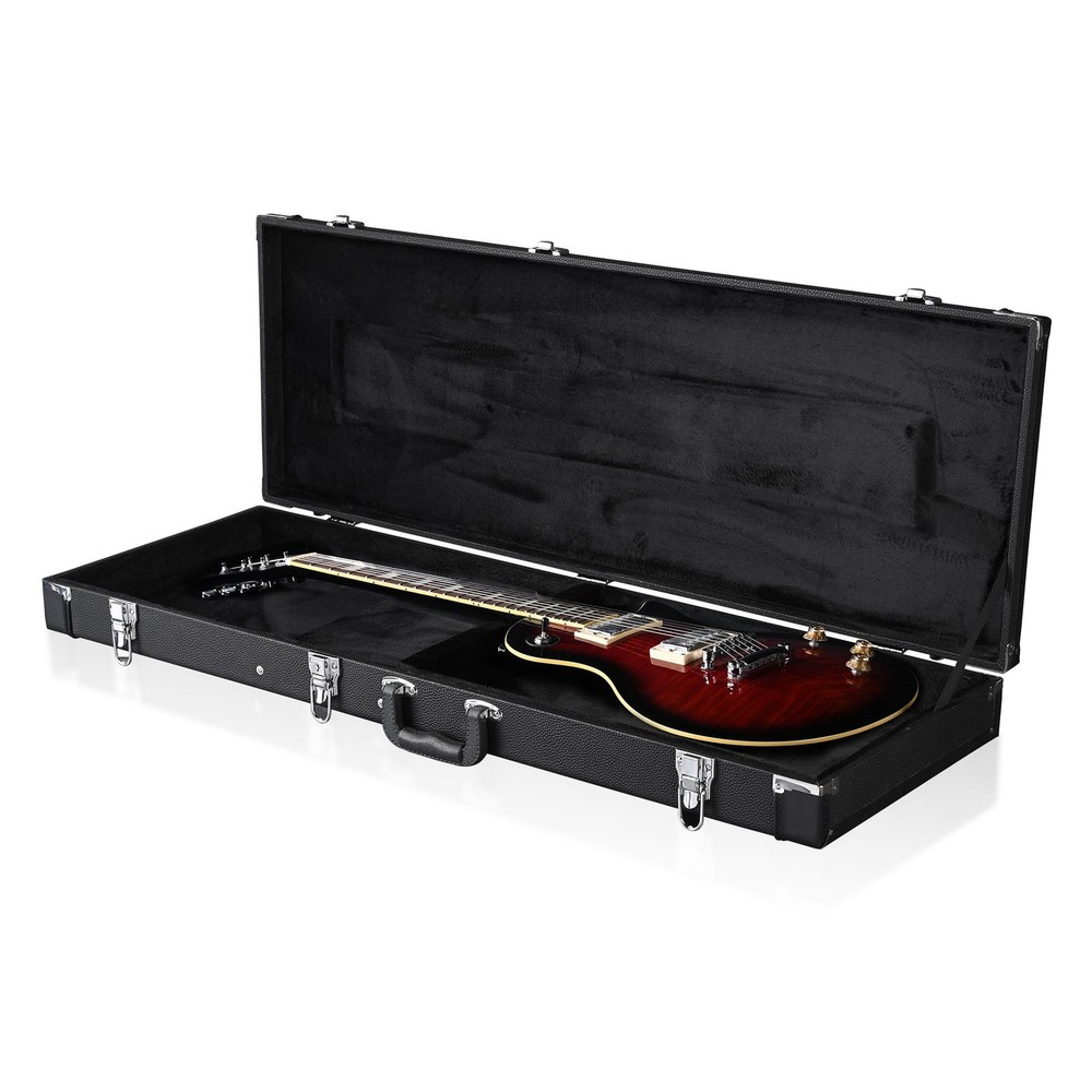 Universal Rectangular Electric Guitar Hard Case Wooden Shell Lockable Carrying