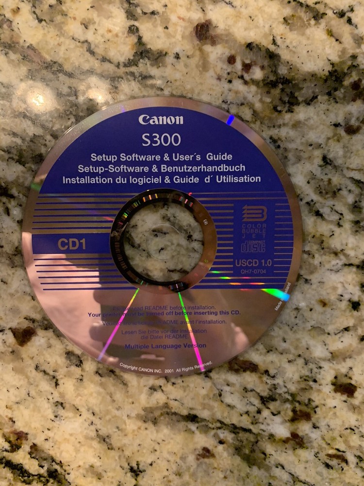 Canon S300 Setup Software & User's Guide USCD 1.0 Software Disc PC CD-Rom, 2001