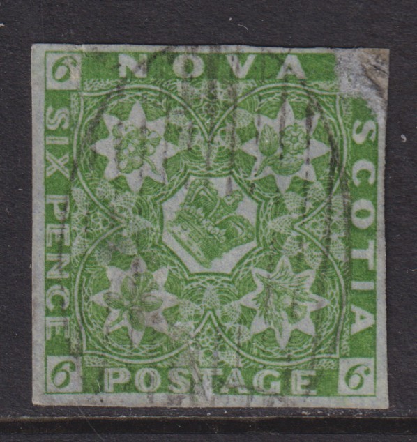 Nova Scotia 1851 SG 5 CANC  / Poor=repaired