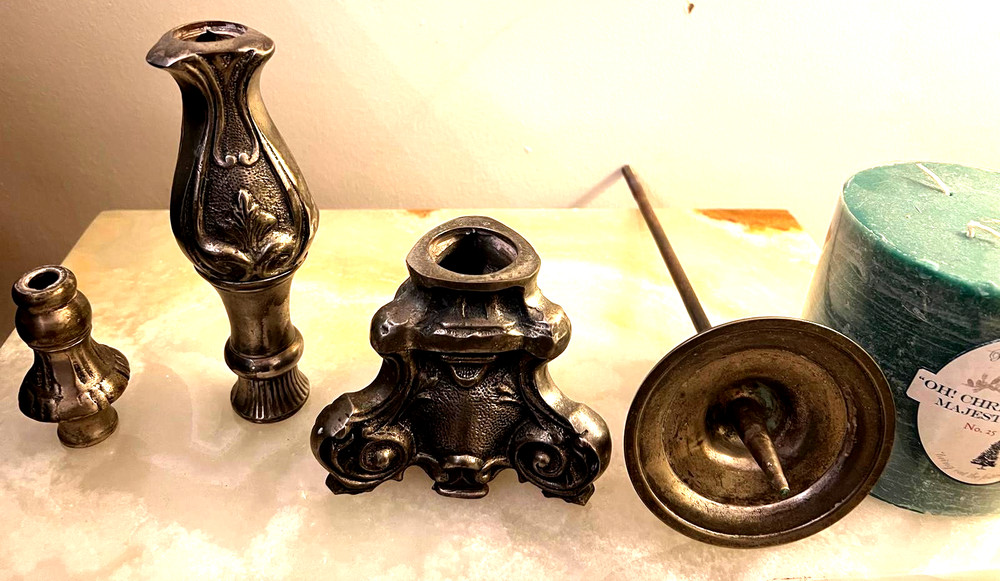 EXTRA ORDINARY LARGE CANDLE HOLDER-VINTAGE -SILVER....