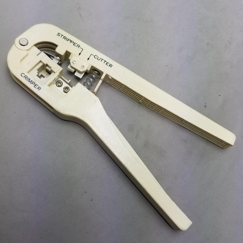 RJ45 RJ11 Modular Plug Crimping Tool Cutter Stripper Network Cable Crimper White