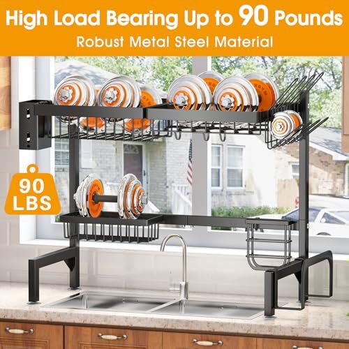 Over The Sink Dish Drainer Drying Rack - Expandable (26.8" to Assorted Colors