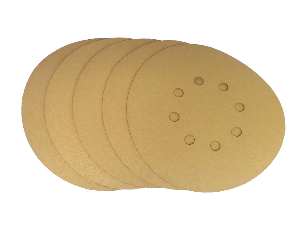 6" x 8 Hole Gold Hook and Loop Grip Sanding Discs (100 Pack, 400 Grit)