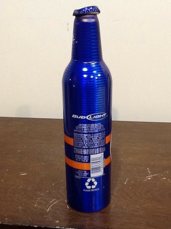 NEW YORK METS MLB BUD LIGHT EMPTY ALUMINUM BEER BOTTLE