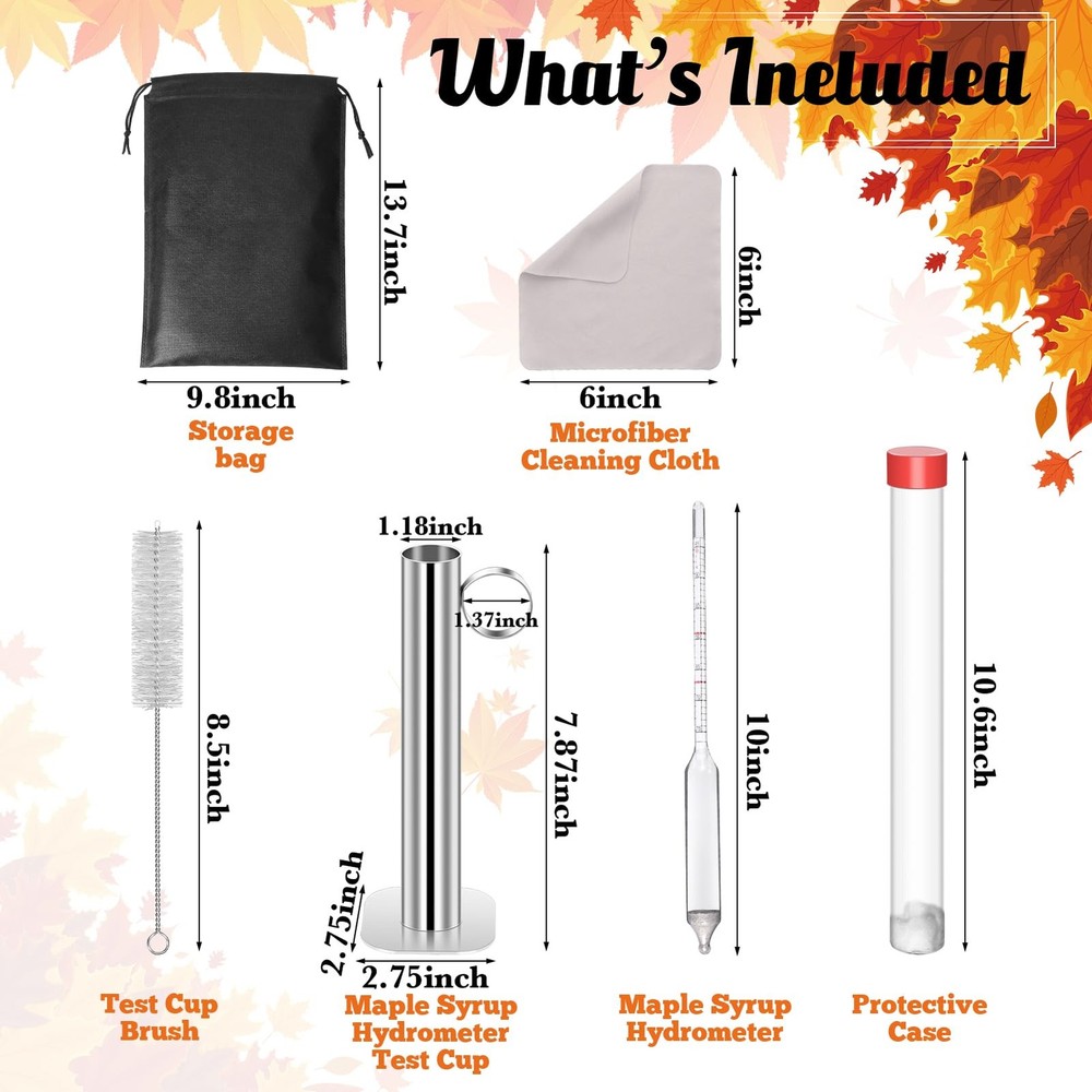 6pcs Maple Syrup Hydrometer Kit,Maple Syrup Density Kit,Stainless Steel Maple...