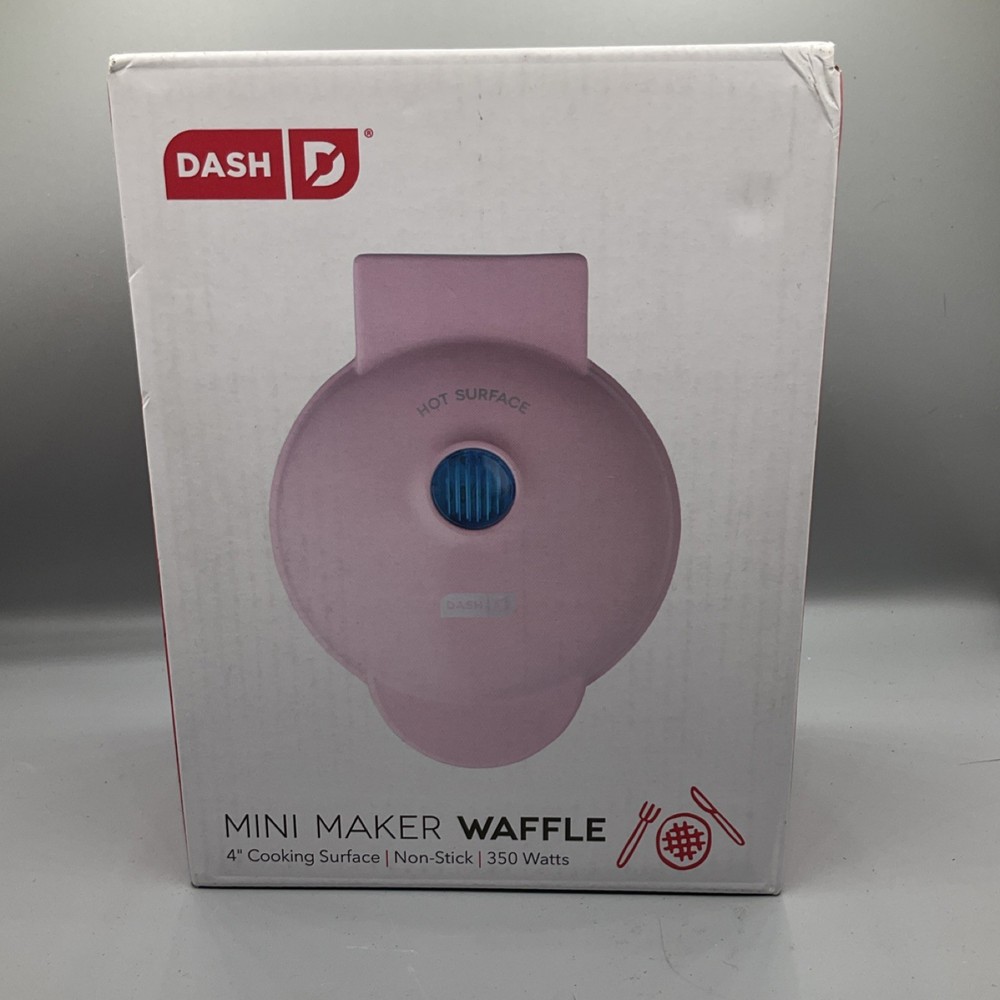DASH Mini Maker Waffle Pink 4" Non-Stick Easy Clean Indicator Light