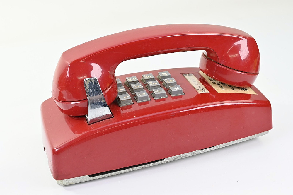 Vintage Red Bell System Wall Phone Push Button 1976 Emergency Style