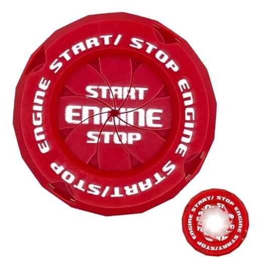 Rotary Push Start Button Cover, Car Engine Start Stop Button Cover, RED