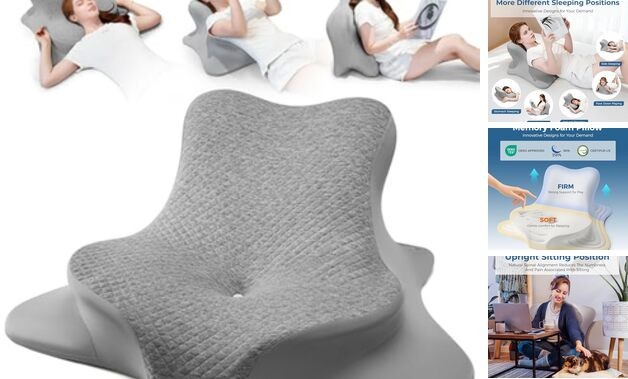 Reading Pillow for Bed, Leaning, Lying and Prone, Ergonomic Memory Foam Grey