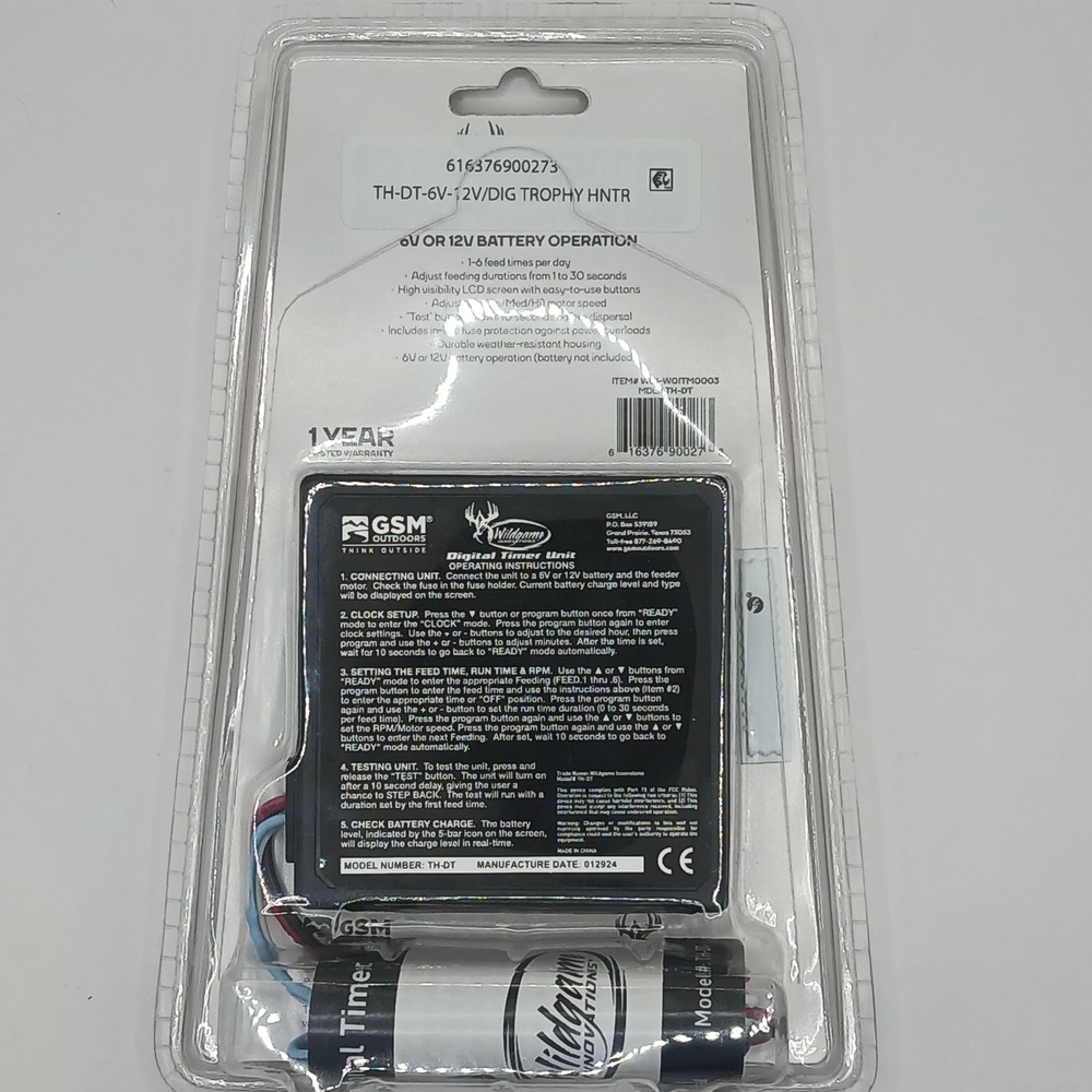 Wild game innovations. Digital controller For game feeder.