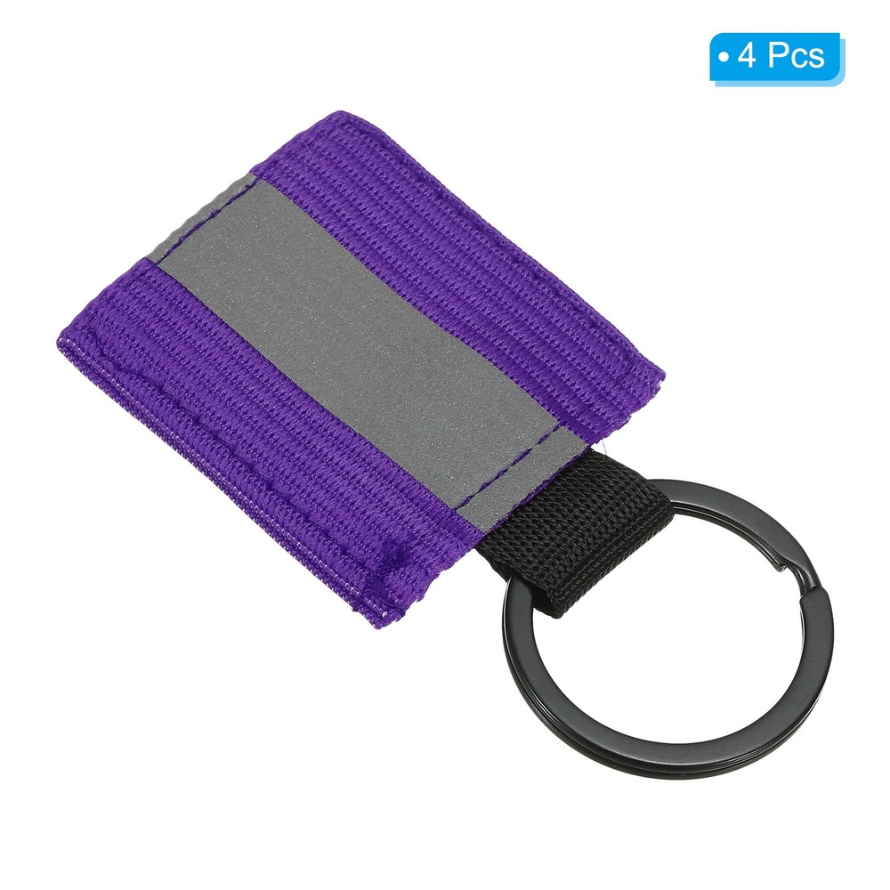 4 Pcs Reflective Keychain Tags, Reflective Zipper Pulls, Purple
