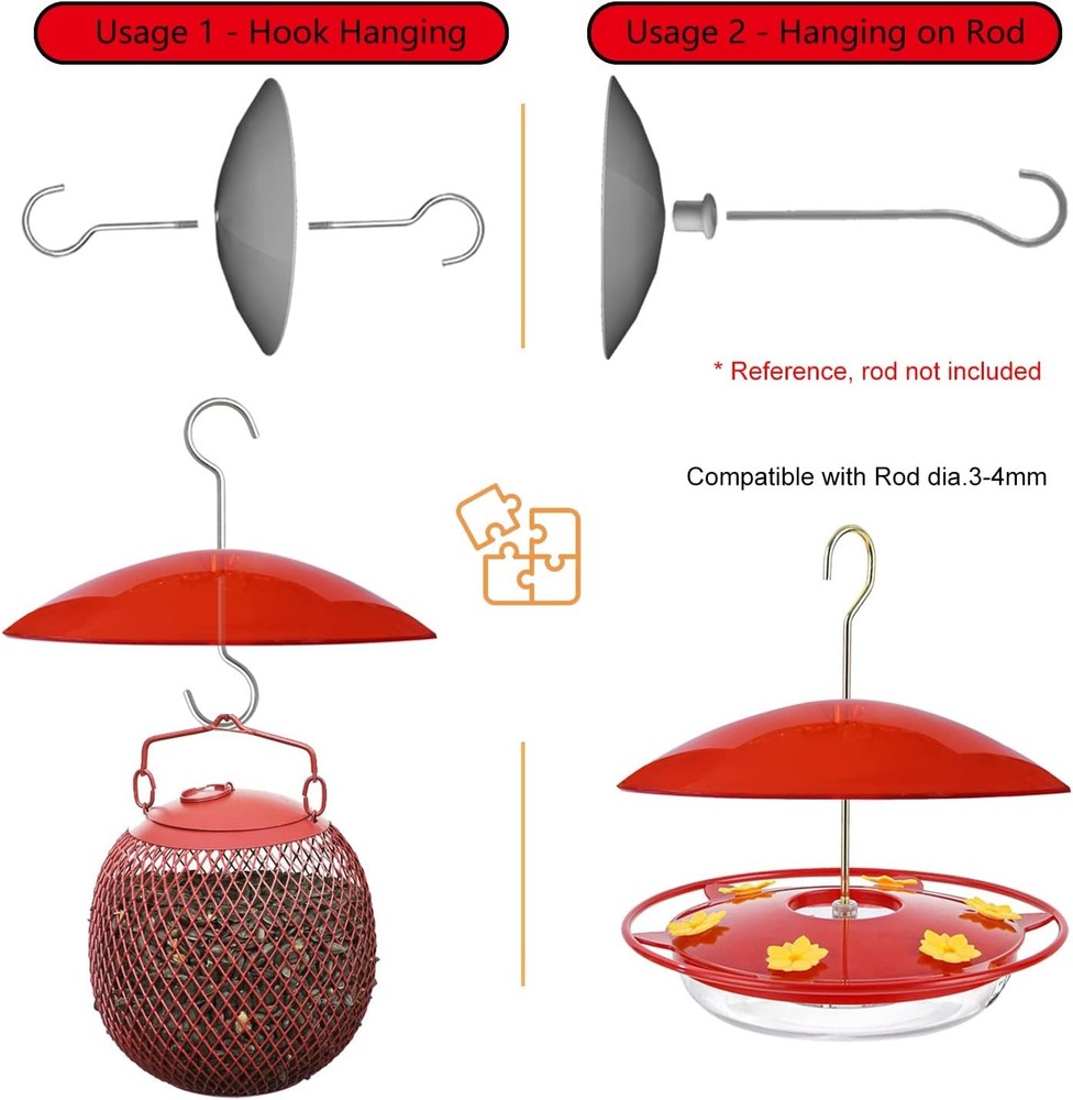 8" Mini Weather Guard for Bird Feeder - Small Protective Dome 1PC/Pack, Red