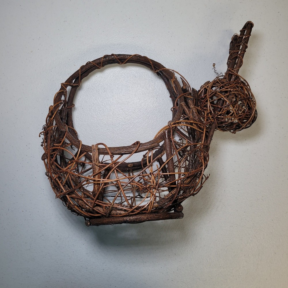 Rustic Bunny Rabbit Basket Egg Holder Grapevine Twig Easter Farmhouse Decor 10in