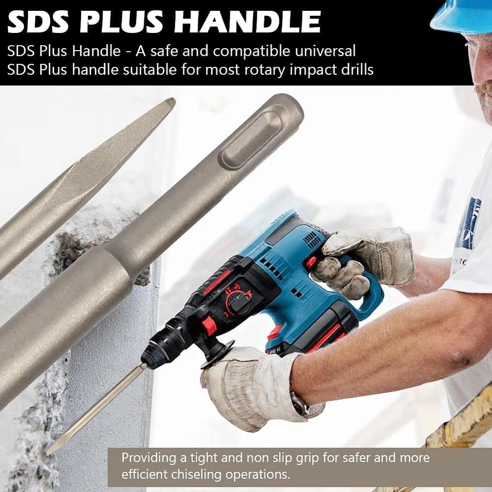 4pcs SDS Chisel Set, Tile Removal Bits, Heavy-Duty Plus Bits for...