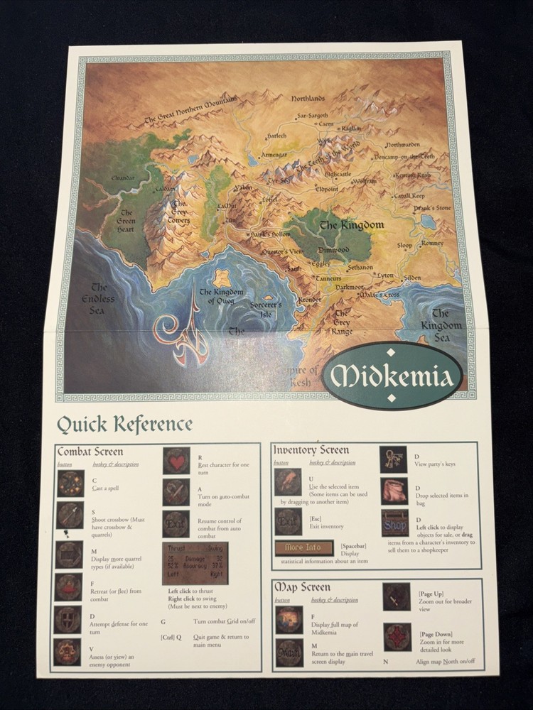 Krondor Map Installation & Reference Guide Vintage Pc Video Game  Dynamix ￼