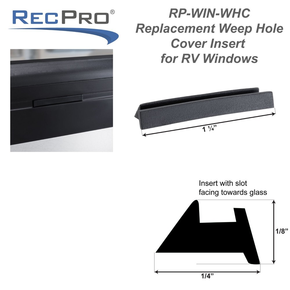 RecPro RV Window Weep Hole Cover Replacement | Black Plastic | 2-Pack or 4-Pack