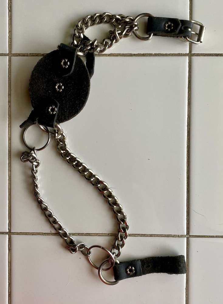 VINTAGE BOOT CHAIN (Black Leather & Chrome Chain)