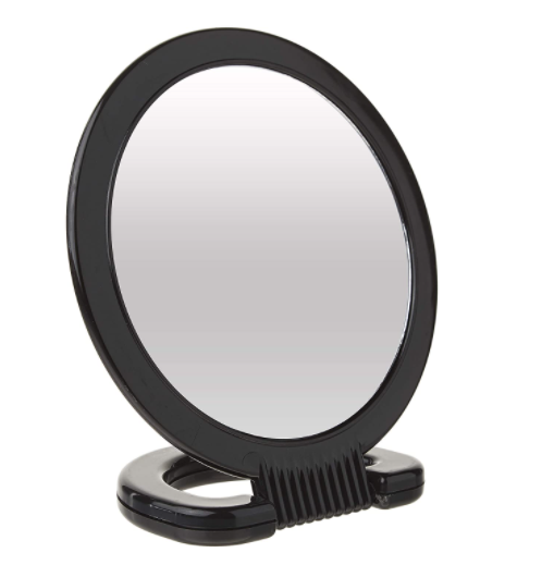 Plastic Handheld Mirror – Magnifying 2-Sided Vanity Mirror with Folding Circle
