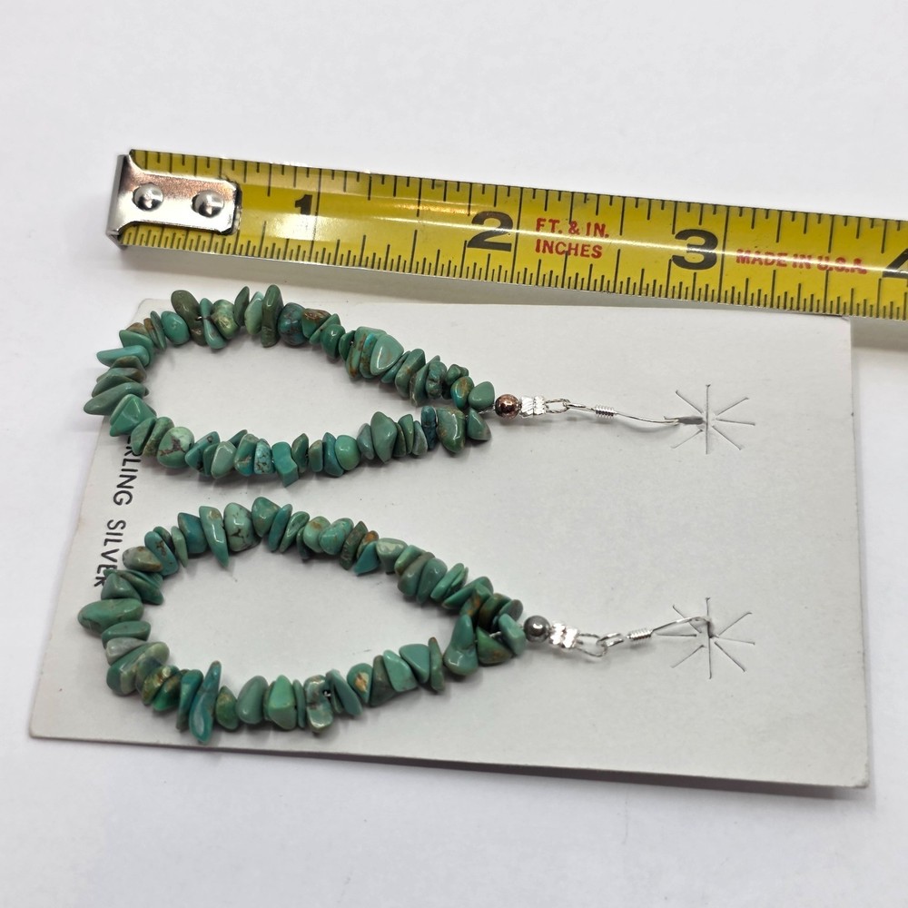 Native American Natural Turquoise Beaded Dangle Earrings