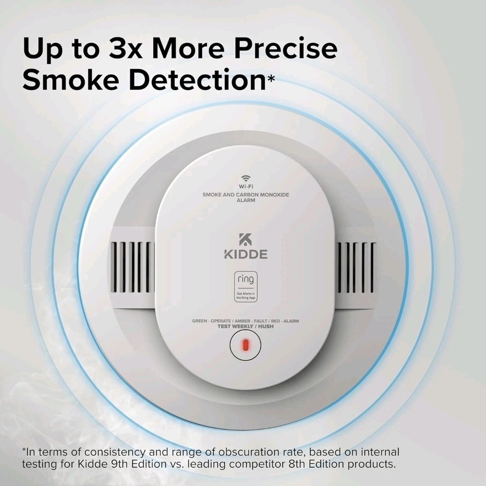 KIDDE Ring-Enabled Smart Smoke Detector, Wired, RGSAR-RW