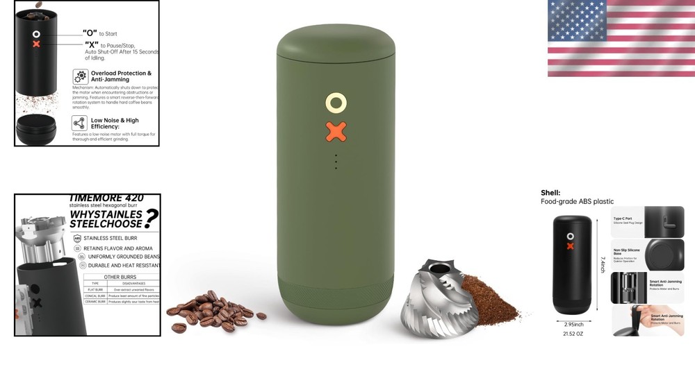 Compact Electric Burr Grinder - Stylish, Quiet & Versatile for Every Brew Type