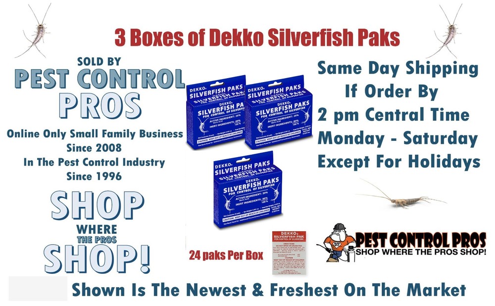 3 Boxes DEKKO Silverfish Control ~~ 72 Paks ` Pest Control ` Bait