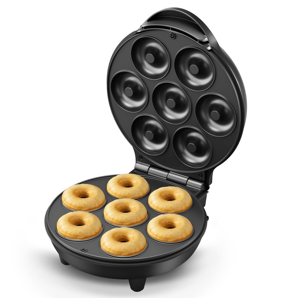 Mini Donut Waffle Cake Maker, 7 Slots Home Baking Machine, Great for Breakfas...