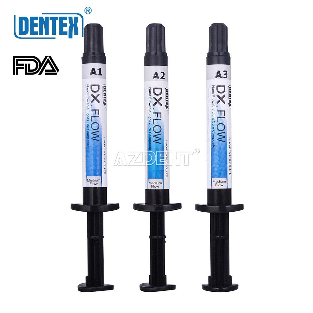 Dentex Dental Medium Flowable Light Cure Composite Resin Shade A1 A2 A3 3g/pc