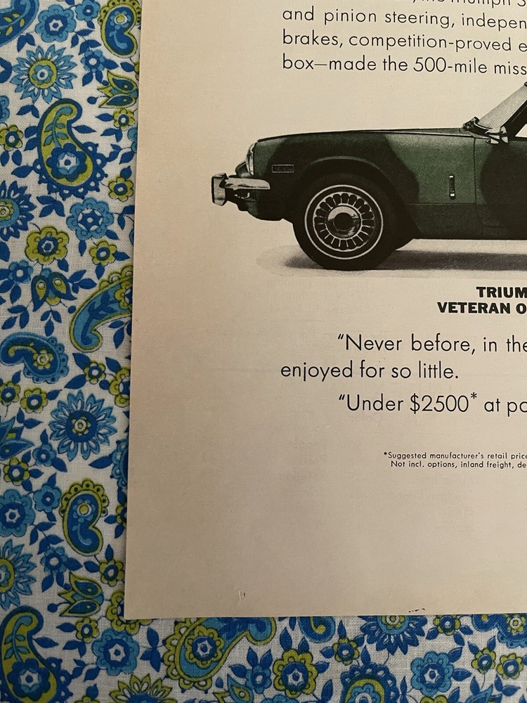 Vintage 1970 Spitfire MK III Print Ad