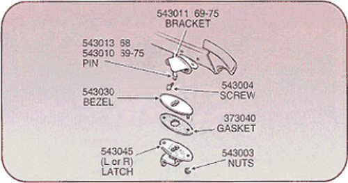 1968-1975 Corvette Deck Lid Catch Bezel Mount Nuts