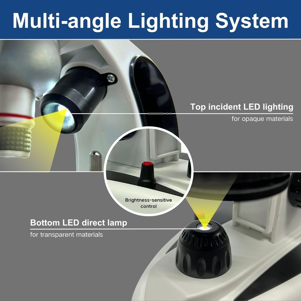 Monocular Compound Microscope for Adults&Study Beginners,- 40X-2000X,Lighting...