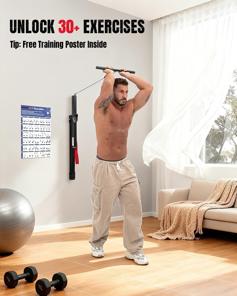 Cable Machine Home Gym Wall-Mount Exercise & Workout Equipment W/ Adjustable
