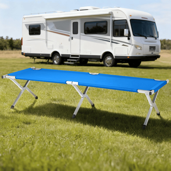 Portable Folding Camping Cot with Carrying Bag Army Blue