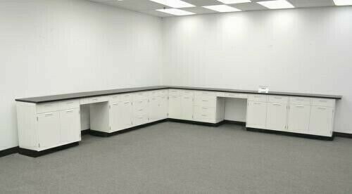 28' Laboratory L Cabinet Group w/ Black Tops / E1-552