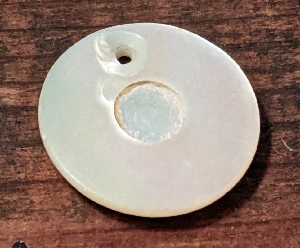 Antique White Pearl Shell Initial F Button - Round Shape Flapper