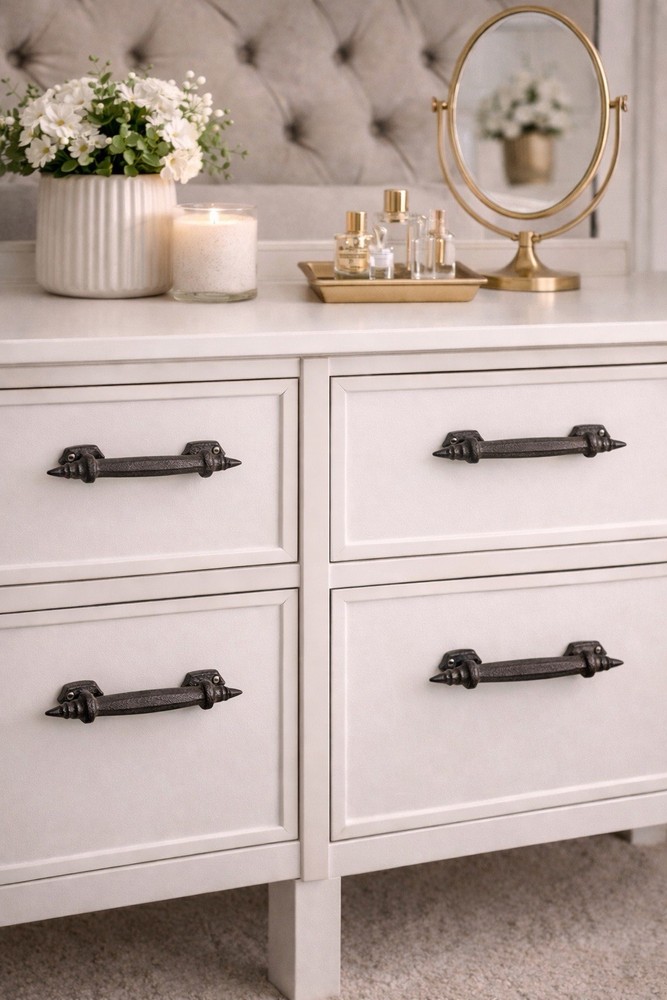 Rustic Cast Iron Barn Gate Pulls Vintage Style Drawer Handle Heavy Duty 2 Pack