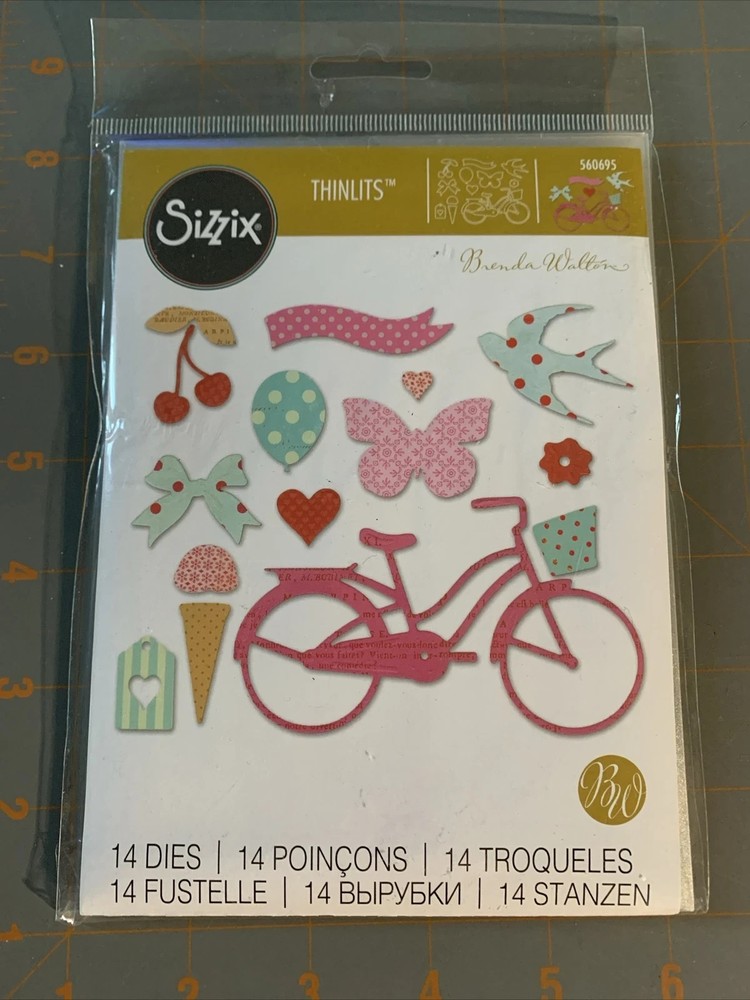 Sizzix Thinlits  Whimsy and Delight Die Set Bike Bicycle Missing Butterfly Die