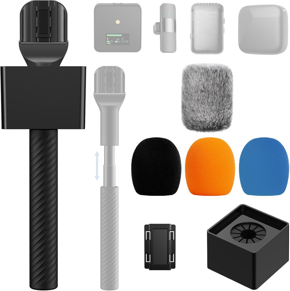 Wireless Mic Handle Compatible DJI RODE Hollyland Adjustable Length Microphone
