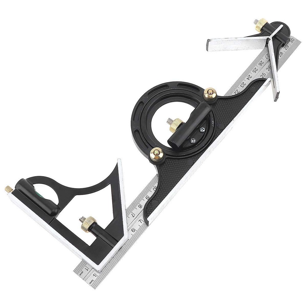 12" Adjustable Sliding Combination Square Ruler & Protractor Level Measure Me...