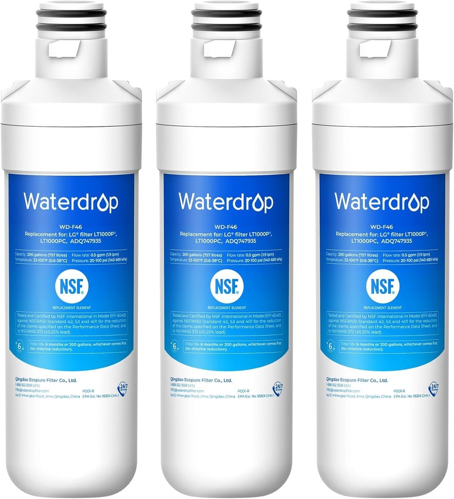 Waterdrop Refrigerator Water Filters Replacement for LG® LT1000P® ADQ74793501