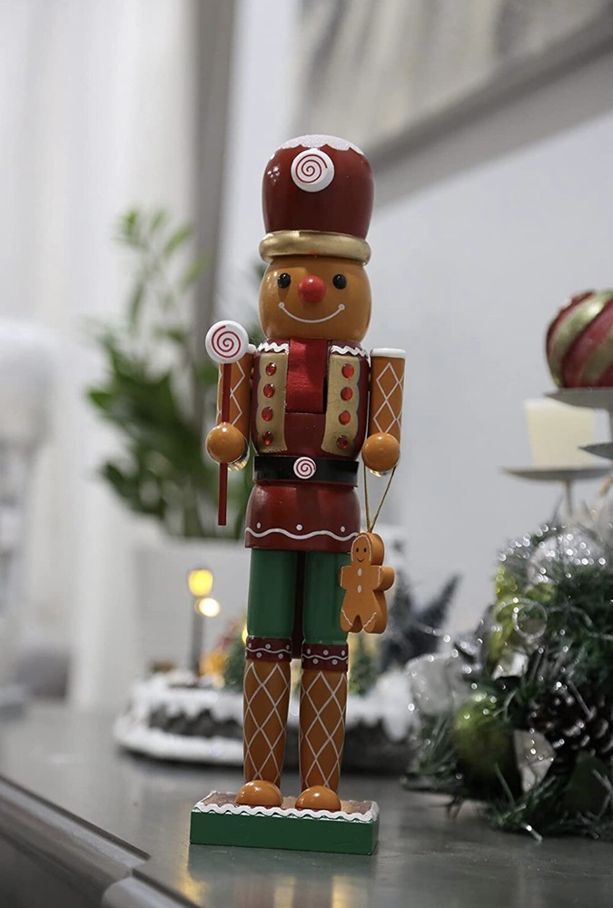 Nutcracker Christmas Decorations Gingerbread Men Figurine 14 inches Handmade