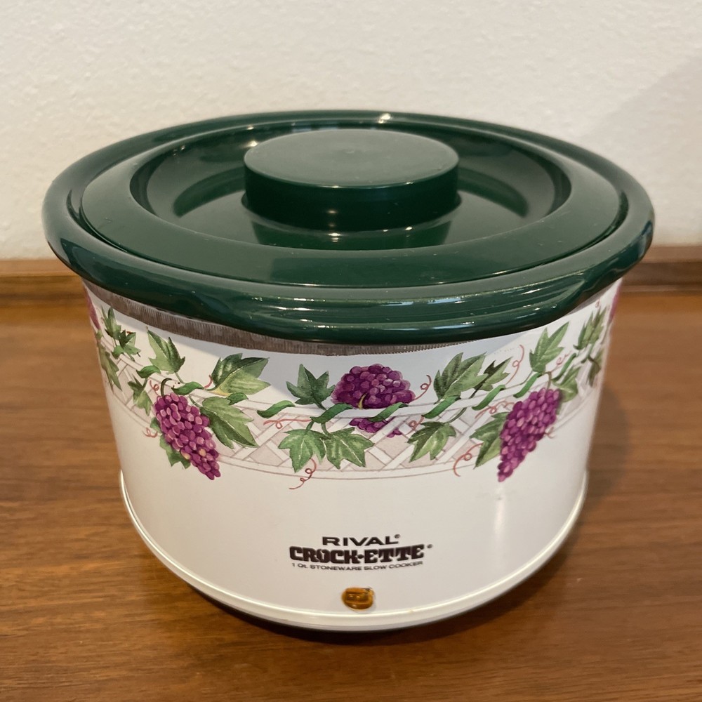 Vintage Rival Crock-Ette Grape Patterns Quart Slow-Cooker