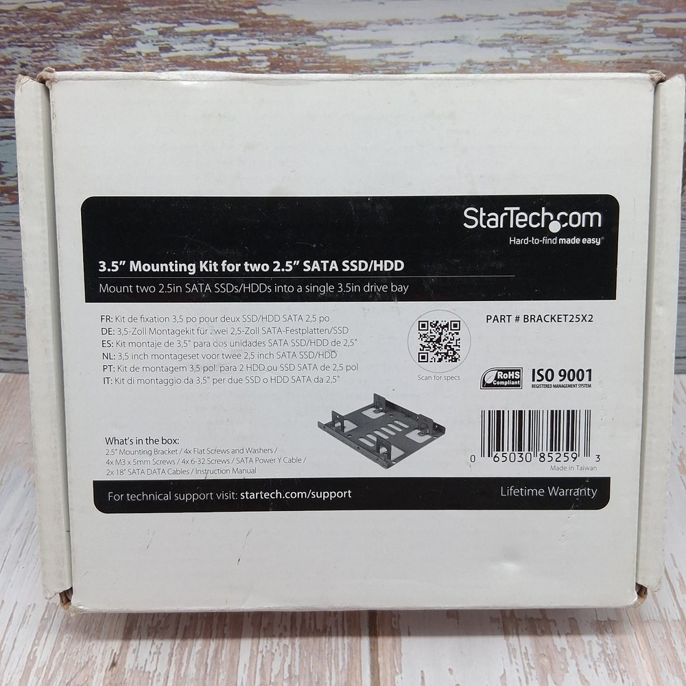 StarTech 3.5" Mounting Kit for 2.5" SATA SSD/HDD Part# Bracket25X2 Open Box