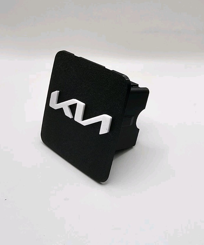 Kia Black White Tow Hitch Cover/Plug/Cap for 2" Receivers