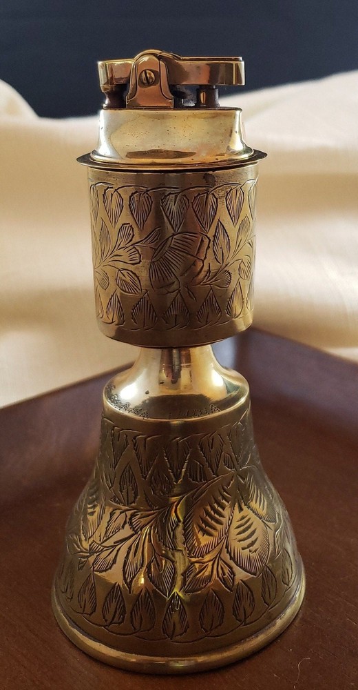Vintage Altar Indian Bell Lighter, Solid Brass Metal Candle Holder Table Lighter