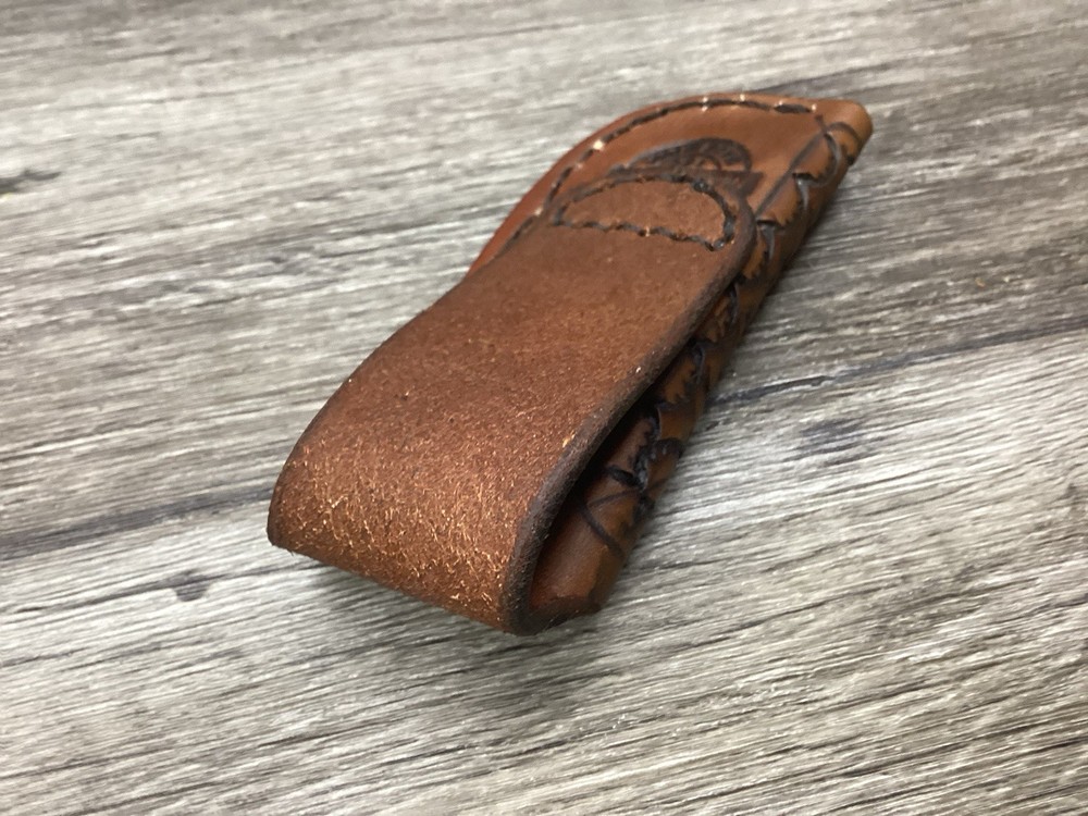 Leather Folding Pocket Knife Sheath Trapper 4 1/8" Size (Sheath Only)