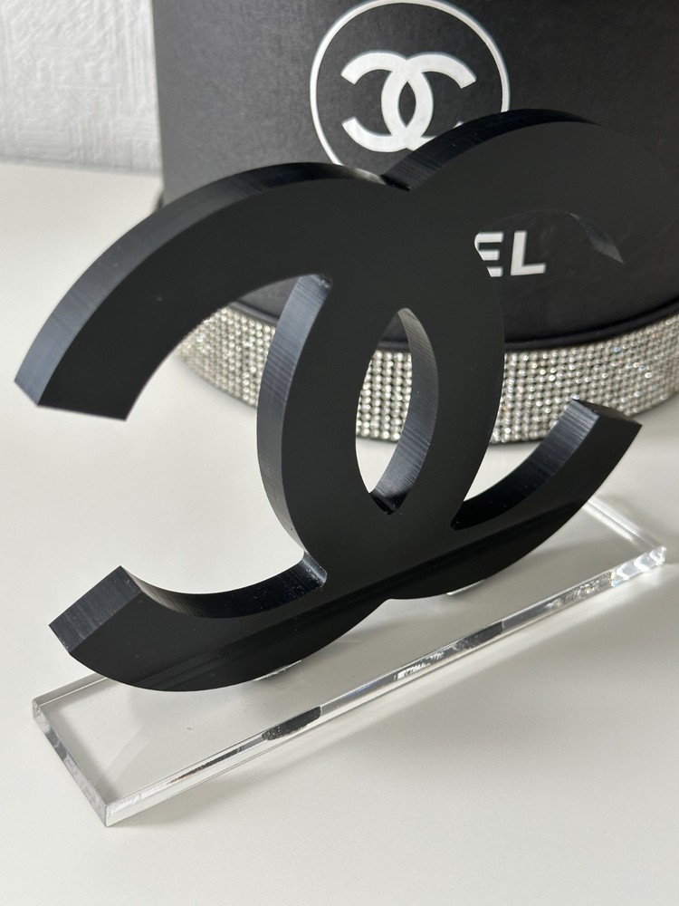Chanel Logo Black Store Display CoCo Mark Logo Acrylic New