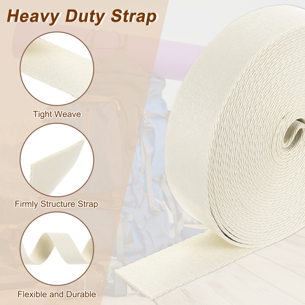 10 Yards Nylon Webbing Strap, 1 3/8-inch Bag Flat Webbing Straps, Beige