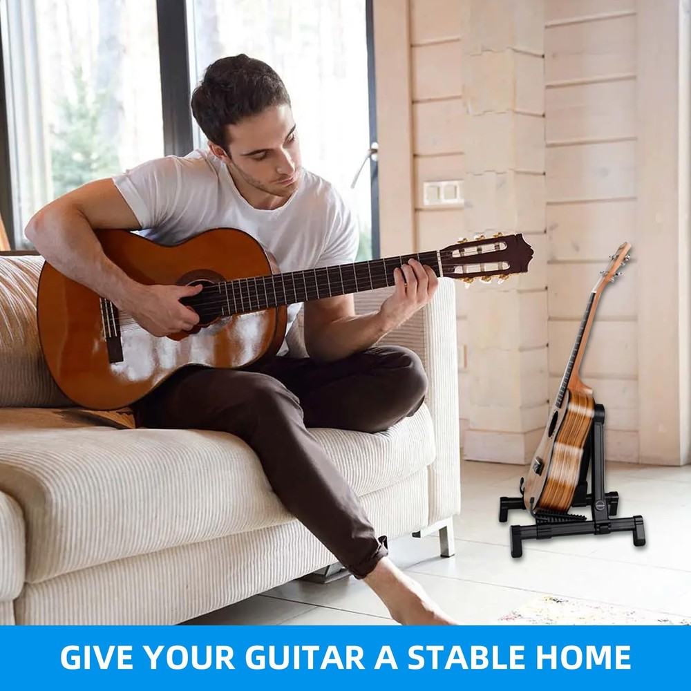 Foldable Guitar Stand Adjustable Non-Slip Base & Padded Arms for Home Studios
