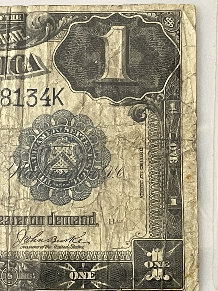 Large Bill 1899 Silver Certificate One Dollar Black Eagle